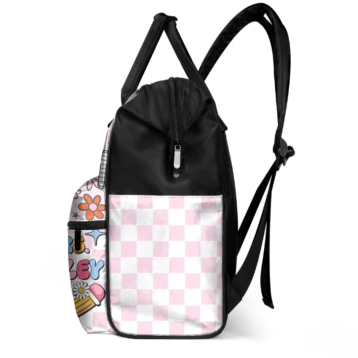 Teacher Checkered Pattern - Personalized Duckbilled Backpack, Back To School Gift | CLTC05 - Image 3