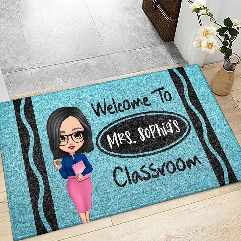 Teacher Crayon Welcome To Classroom - Personalized Doormat - Back To School Gift, Classroom Decoration | CLTC01 - Image 3