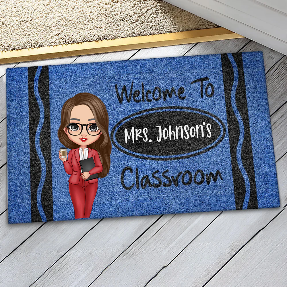 Teacher Crayon Welcome To Classroom - Personalized Doormat - Back To School Gift, Classroom Decoration | CLTC01 - Image 4