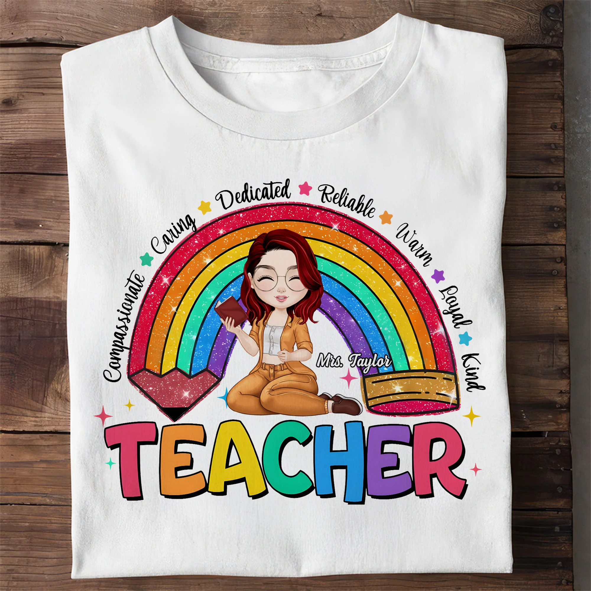 Teacher Rainbow Pencil Back To School Shirt - Personalized Shirt |CLTC04 TD118