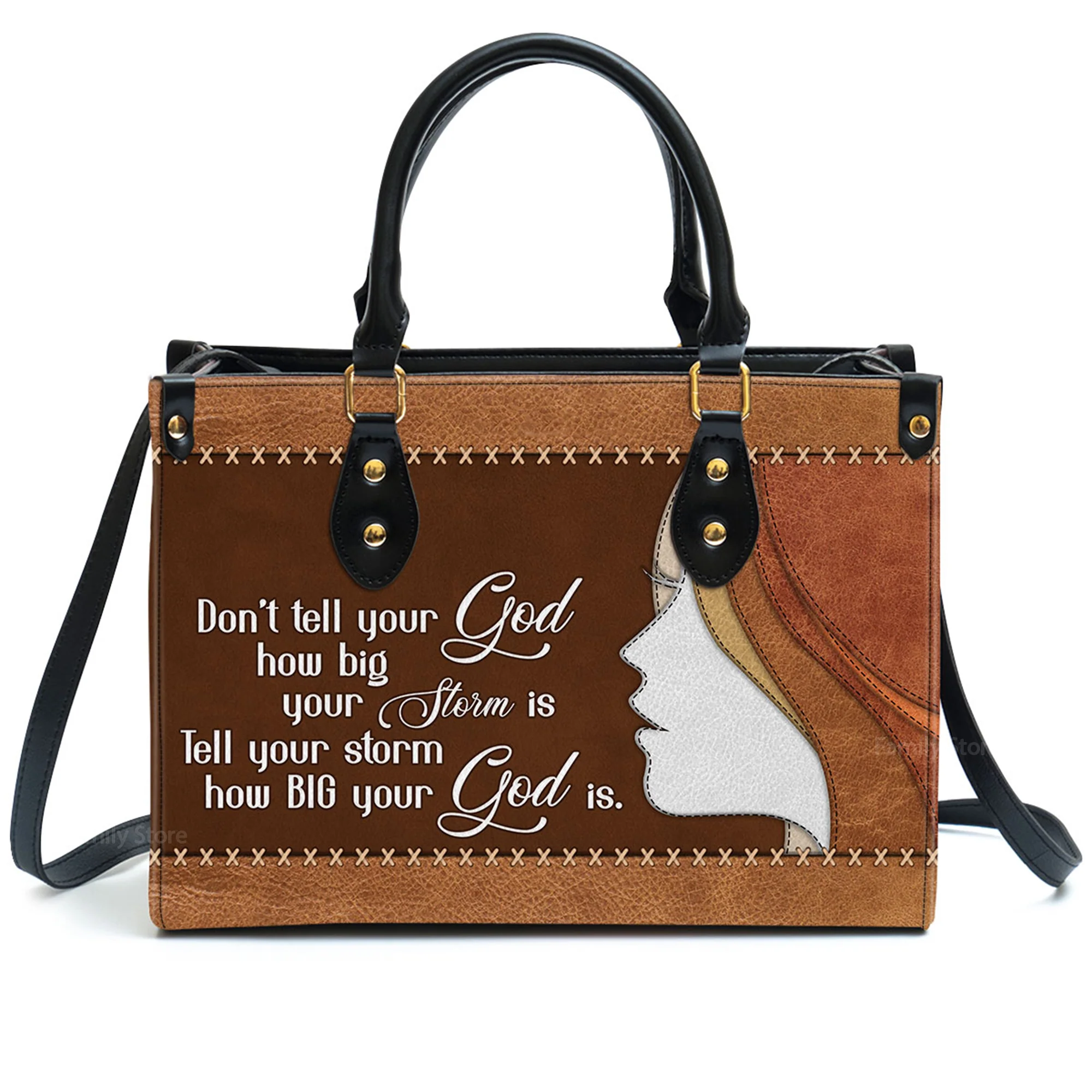 Tell Your Storm How Big Your God Is - Thoughtful Gift For Christians - Personalized Leather Handbag With Handle - AT4081435 - Image 2