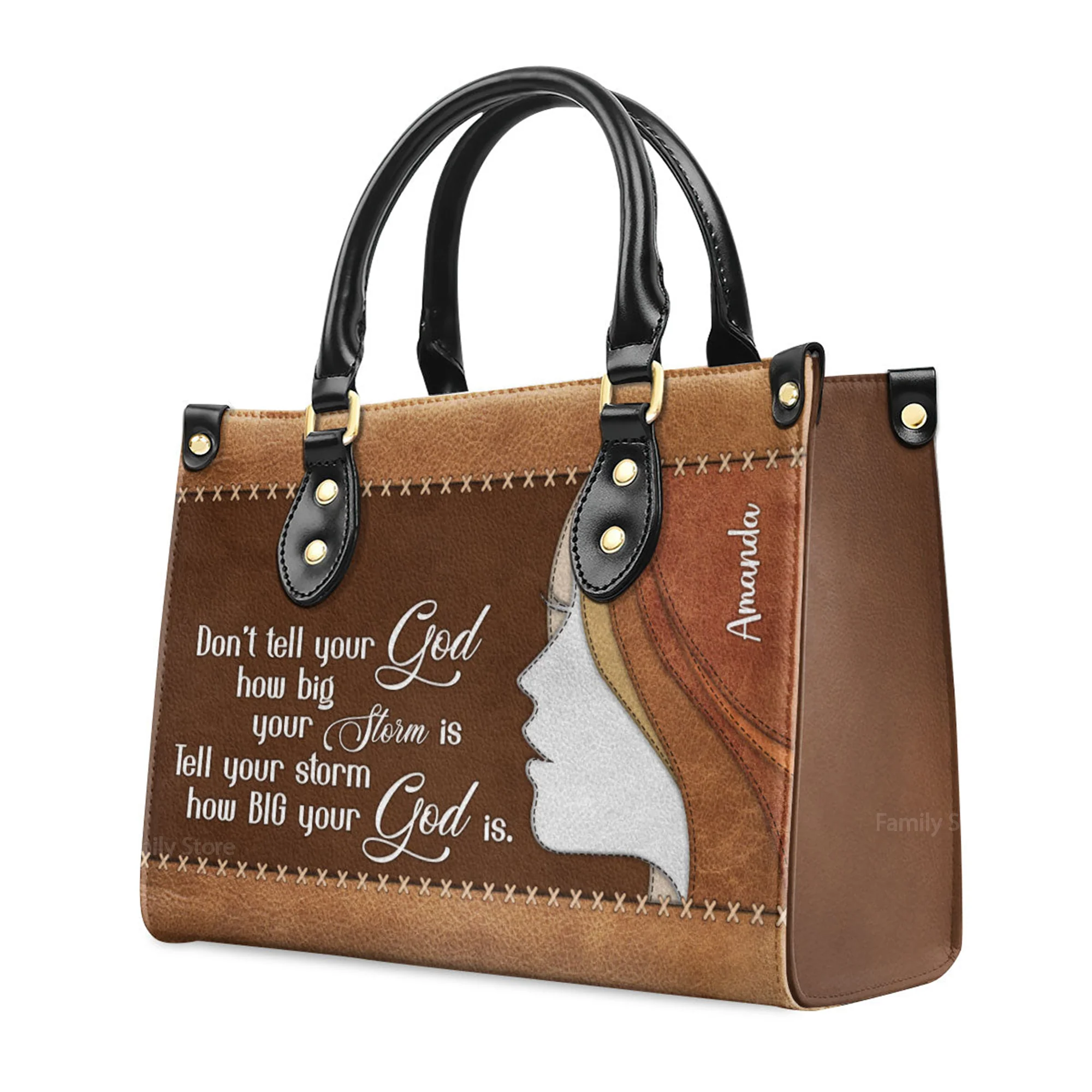 Tell Your Storm How Big Your God Is - Thoughtful Gift For Christians - Personalized Leather Handbag With Handle - AT4081435 - Image 3