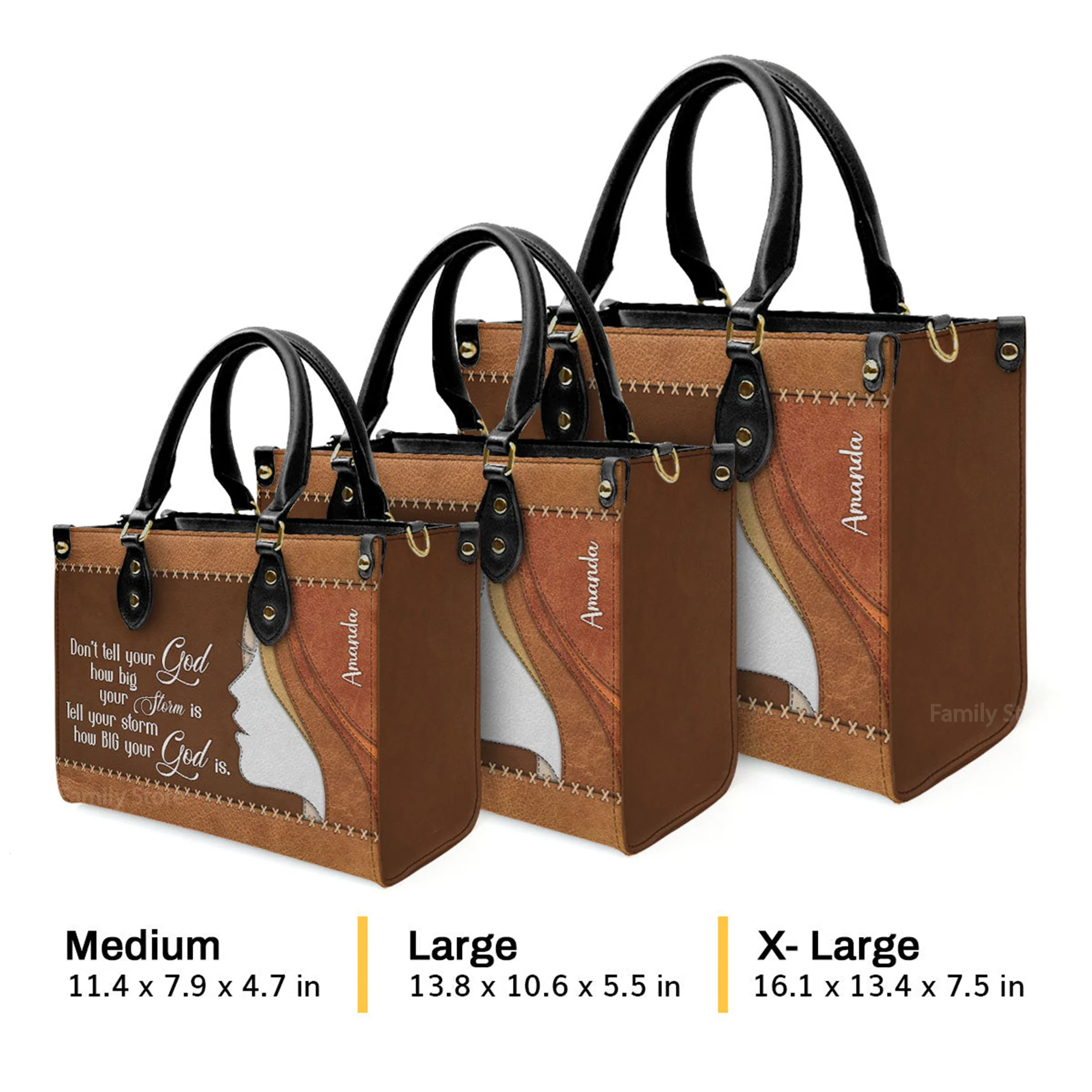 Tell Your Storm How Big Your God Is - Thoughtful Gift For Christians - Personalized Leather Handbag With Handle - AT4081435 - Image 4