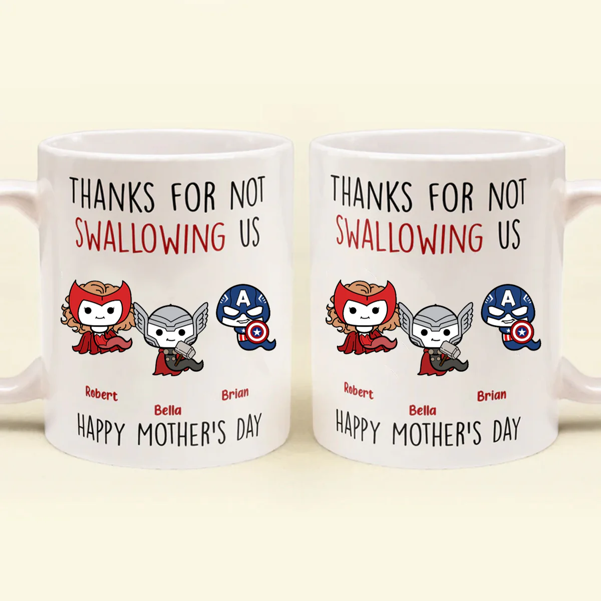 Thank Super Mom For Not Swallowing Us - Gift For Mom, Grandmother - Personalized Ceramic Mug - Image 3