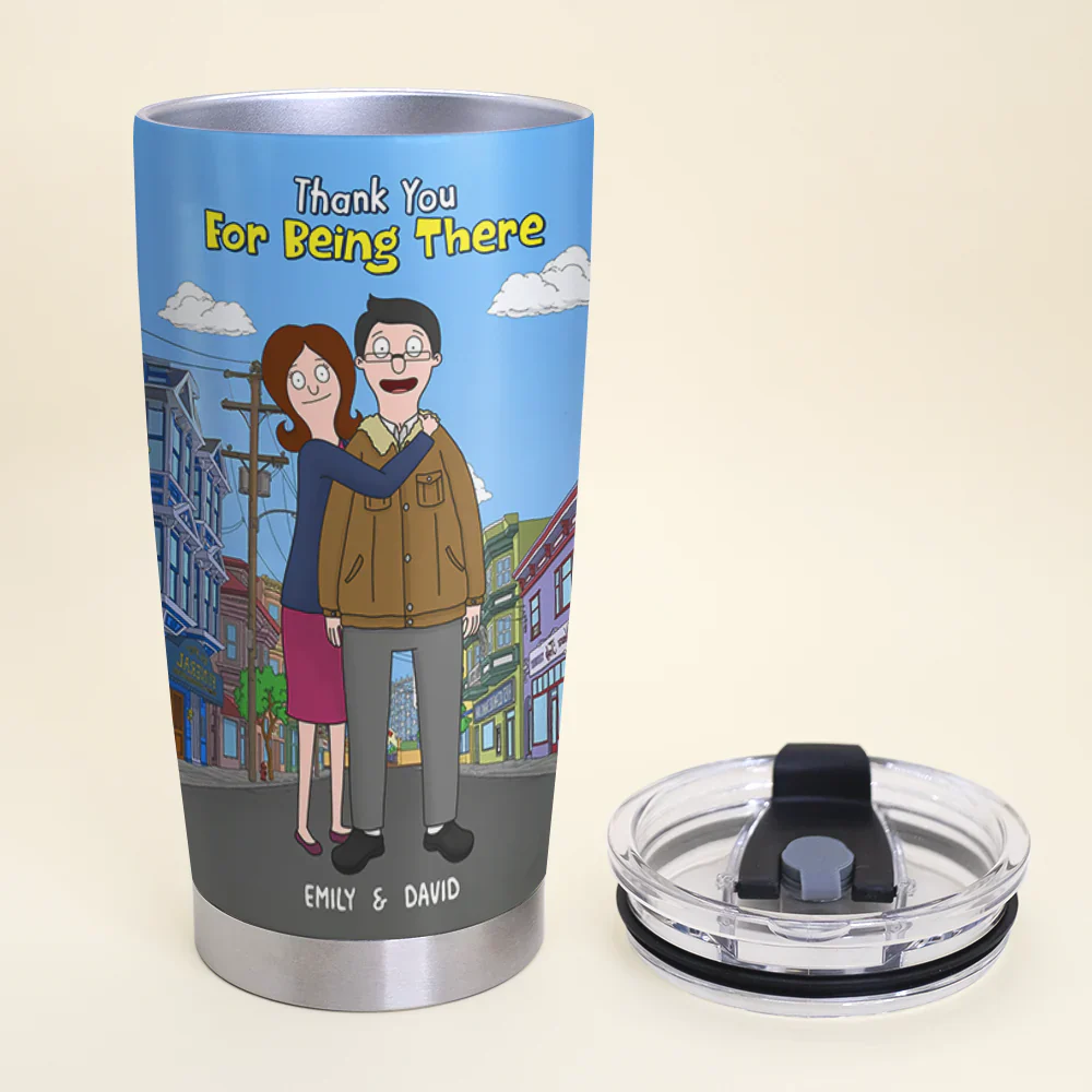 Thank You for Being There Cartoon - Personalized Stainless Steel Tumbler - Gift For Couple, Husband Wife, Anniversary | CL56 - Image 5