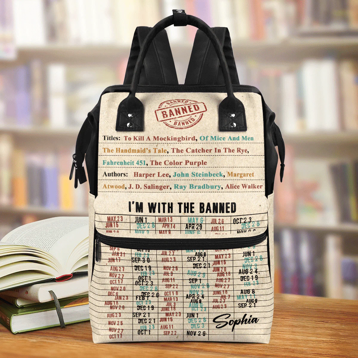 The Banned Library - Personalized Duckbilled Backpack - Gift For Book Lovers, Readers HH01