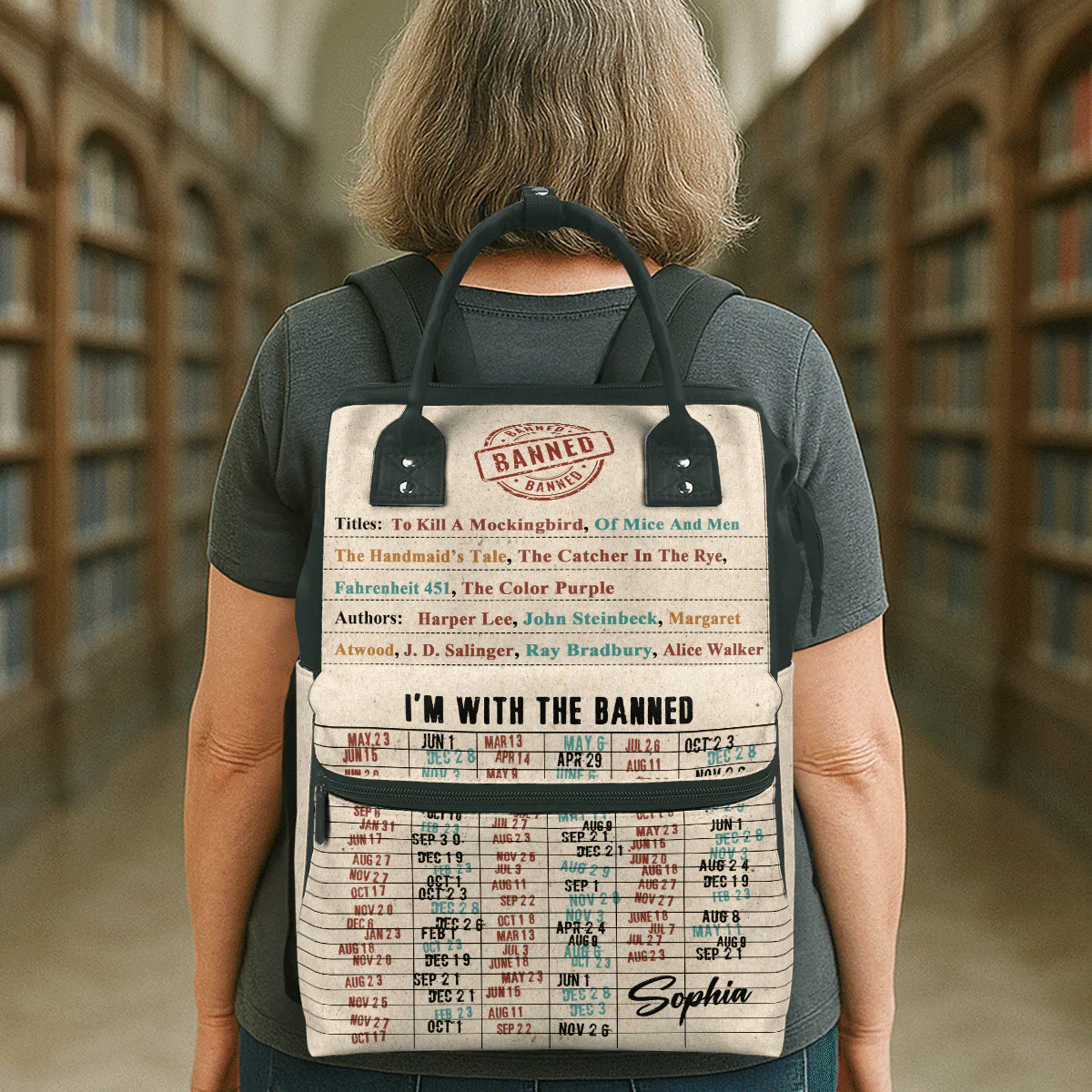 The Banned Library - Personalized Duckbilled Backpack - Gift For Book Lovers, Readers HH01 - Image 2