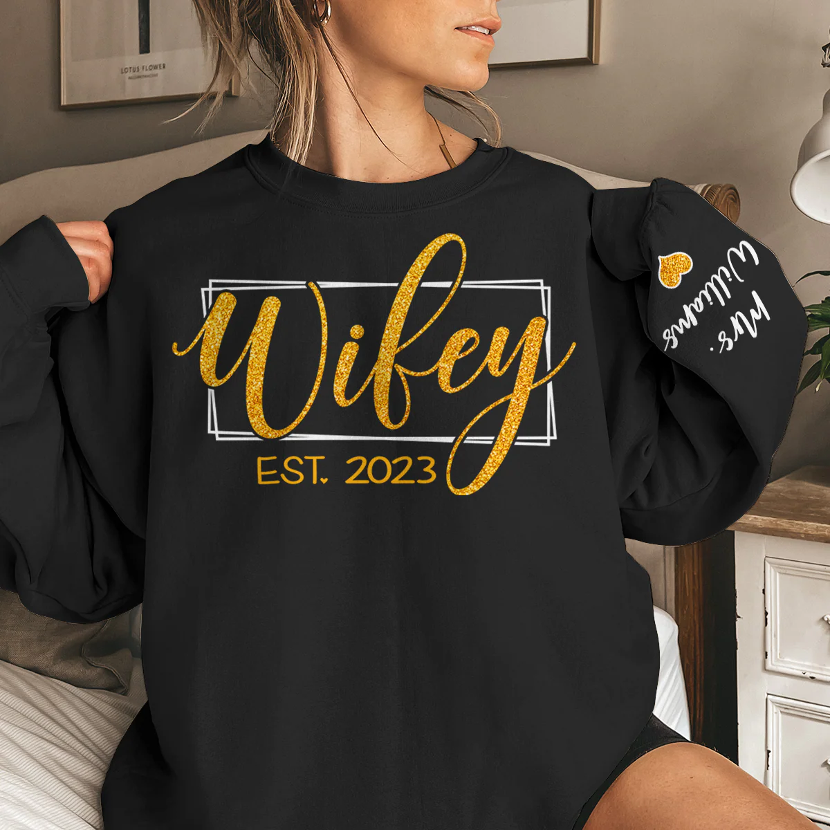 The Beginning Of Forever - Personalized Sweatshirt With Design On Sleeve - Gift For Couple, Husband Wife, Anniversary, Engagement, Wedding, Marriage Gift | Custom Sleeve NH96 - Image 2