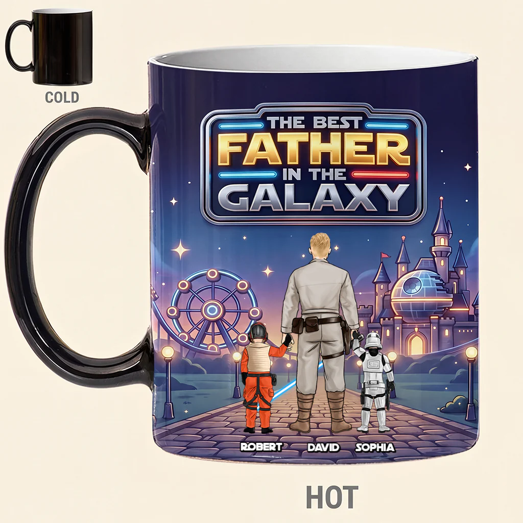 The Best Father In The Galaxy - Personalized Accent Mug - Gift For Dad, Father's Day - Image 3