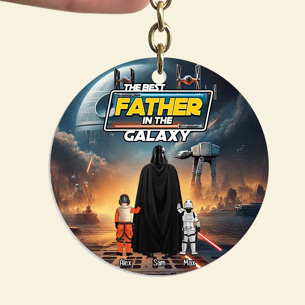 The Best Father In The Galaxy - Personalized Acrylic Keychain - Gift for Dad, Grandpa, Husband | CL08 NH96 - Image 2