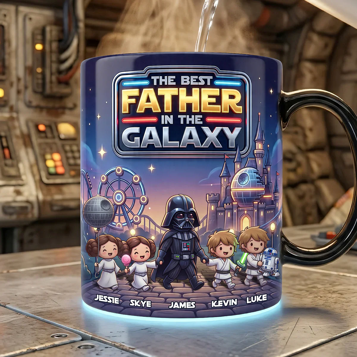 The Best Father In The Galaxy - Personalized Changing Mug - Gift For Dad, Father's Day - Image 2