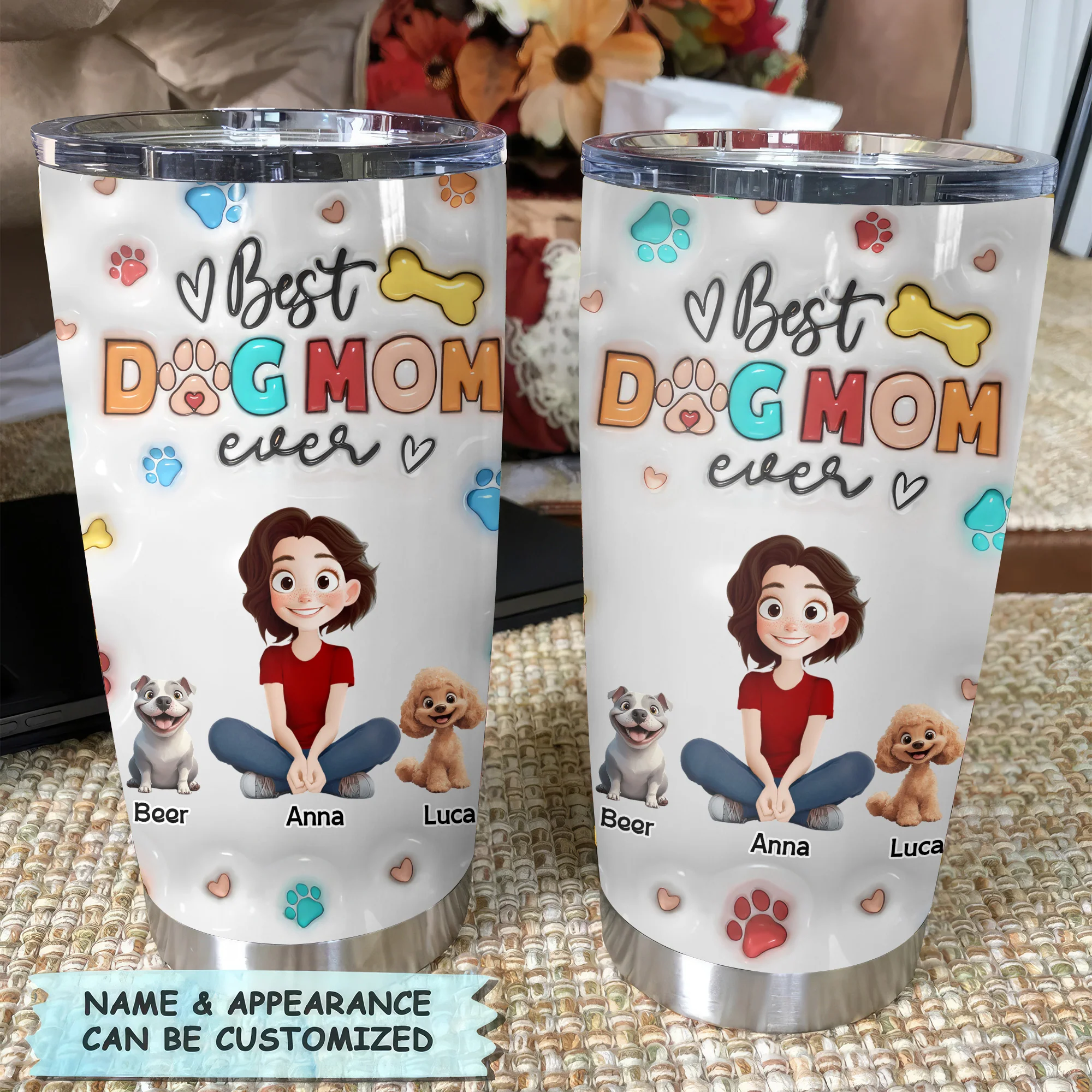 The Best Mom Of The Dogs 3D Inflated Effect Cartoon Dog - Personalized Tumbler Cup - Gift for Pet Owners, Pet Lovers, Dog Mom | CLP15 NH96 - Image 4