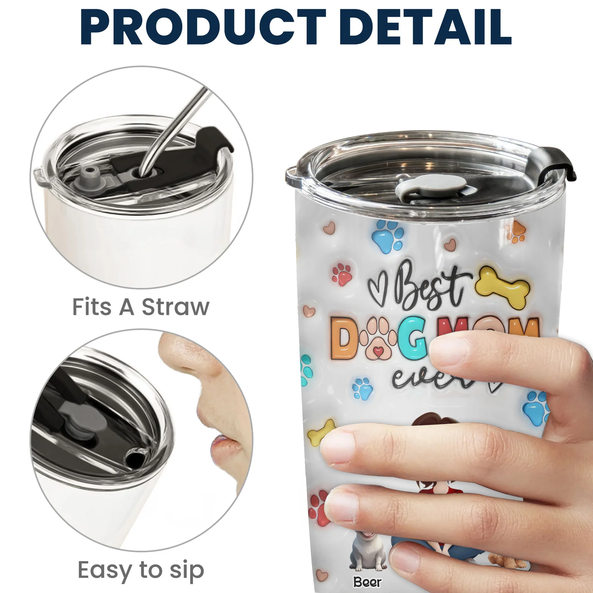 The Best Mom Of The Dogs 3D Inflated Effect Cartoon Dog - Personalized Tumbler Cup - Gift for Pet Owners, Pet Lovers, Dog Mom | CLP15 NH96 - Image 5