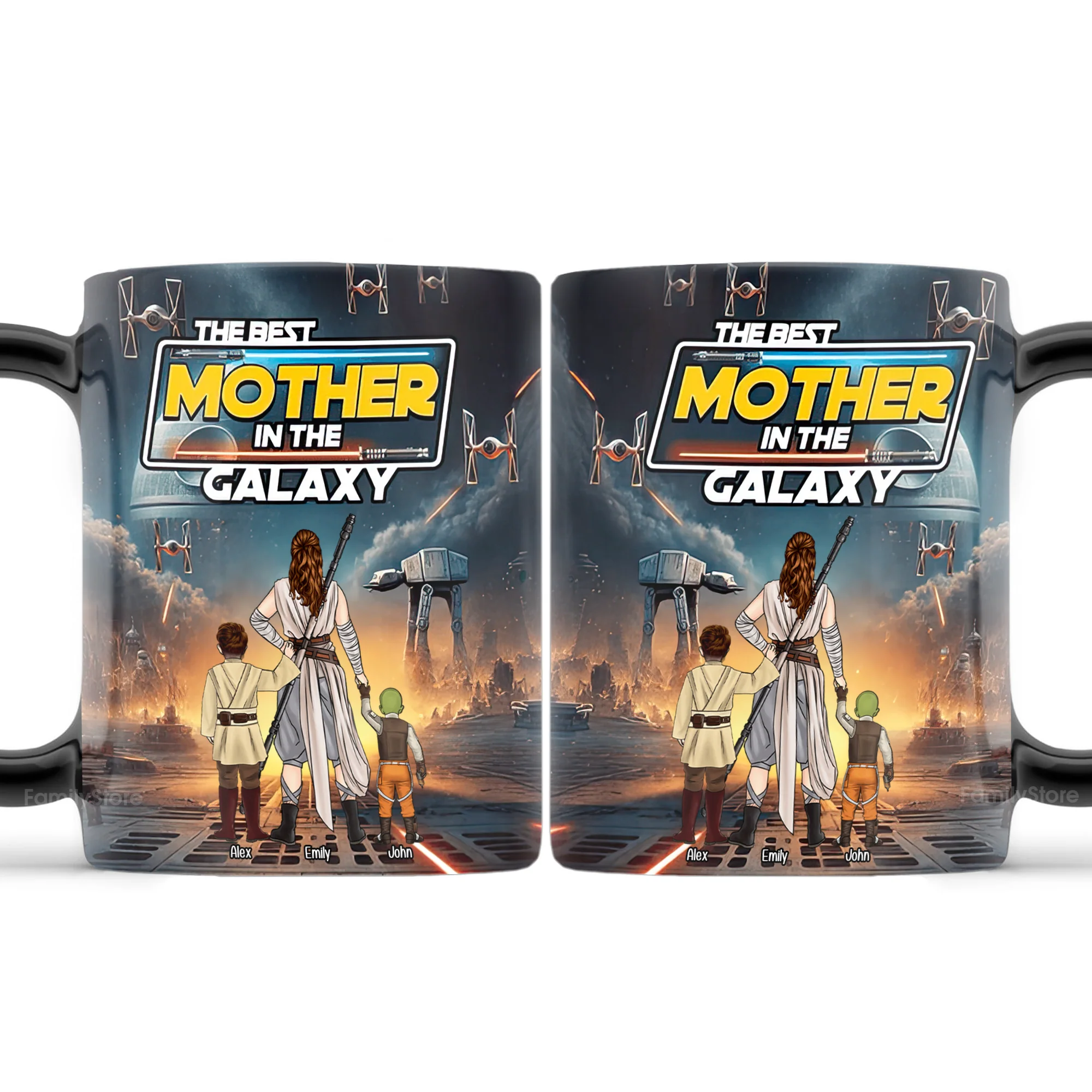 The Best Mother In The Galaxy - Personalized Black Mug - Gift for Mom, Grandma, Wife | CL08 NH96