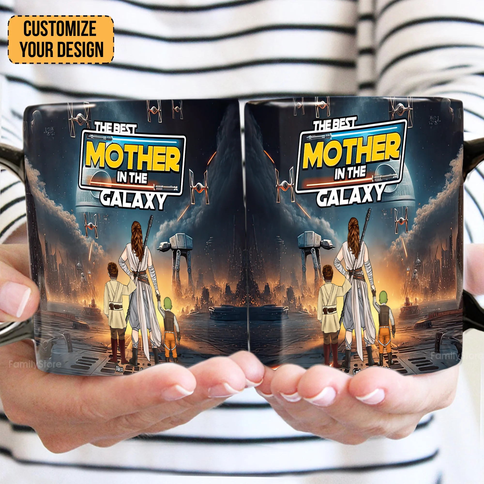 The Best Mother In The Galaxy - Personalized Black Mug - Gift for Mom, Grandma, Wife | CL08 NH96 - Image 2