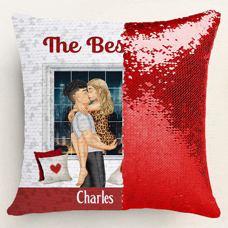 The Best Place In The World Is Inside Your Hug - Personalized  Sequin Pillow - Gift For Couple, Husband Wife, Anniversary Gift|GR7 NA94 - Image 4