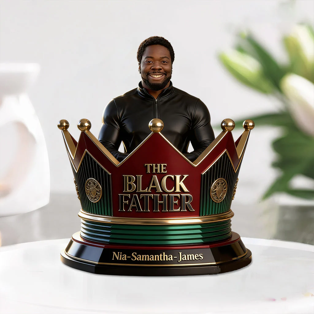 The Black Father King - Personalized Custom Photo Acrylic Plaque - Gift For Dad, Father's Day - Image 3