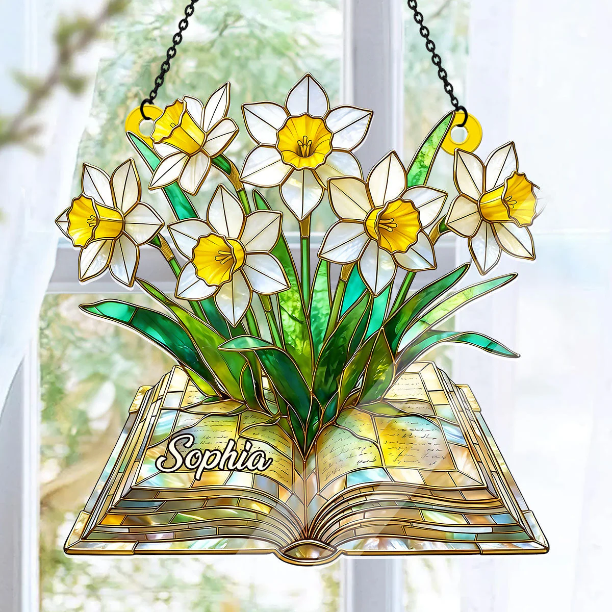 The Book of Bloom Birth Month Flower - Personalized Acrylic Suncatcher - Gift For Books Lovers - Image 5