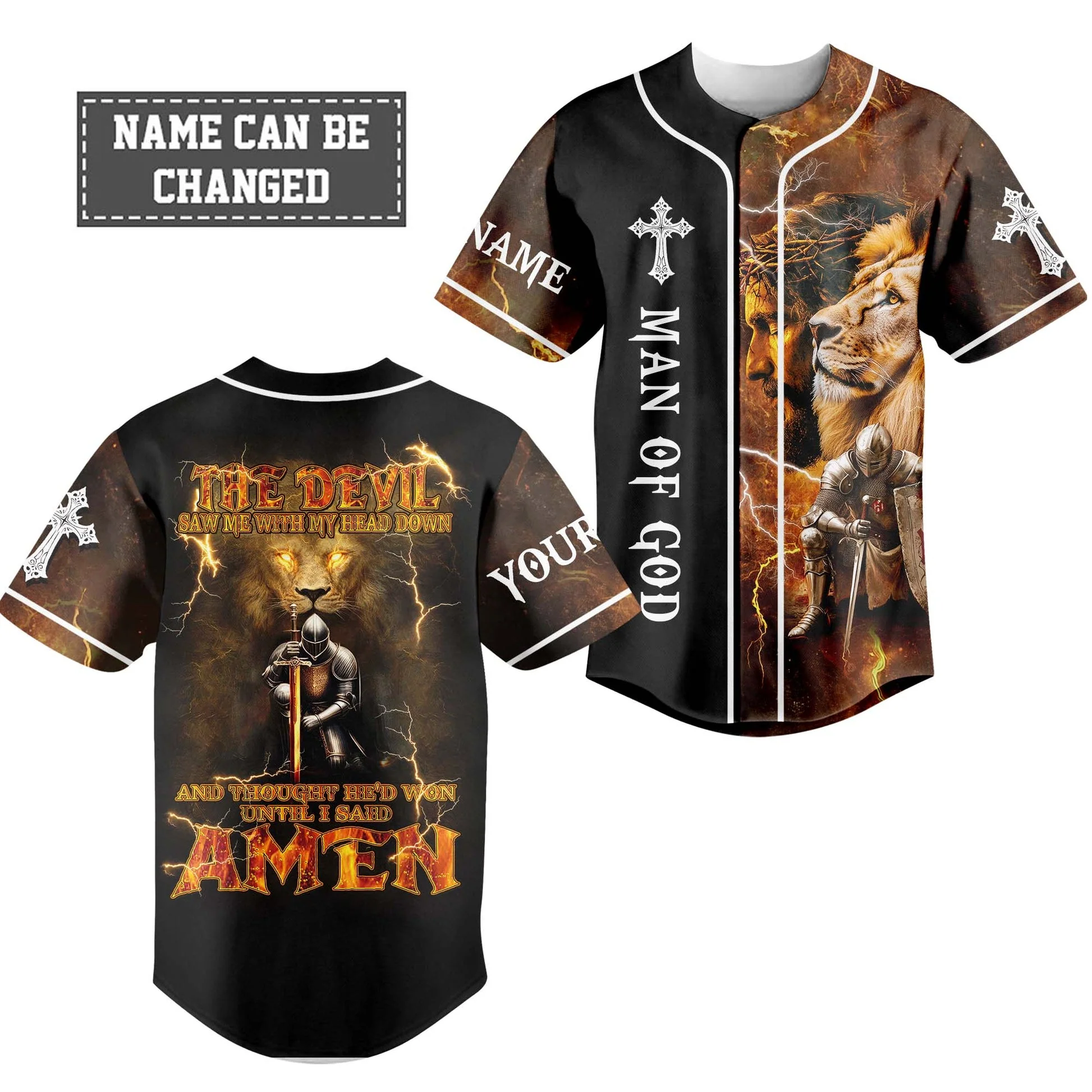 The Devil Saw Me With My Head Down Custom Name Baseball Jersey - Christant Gift For Him