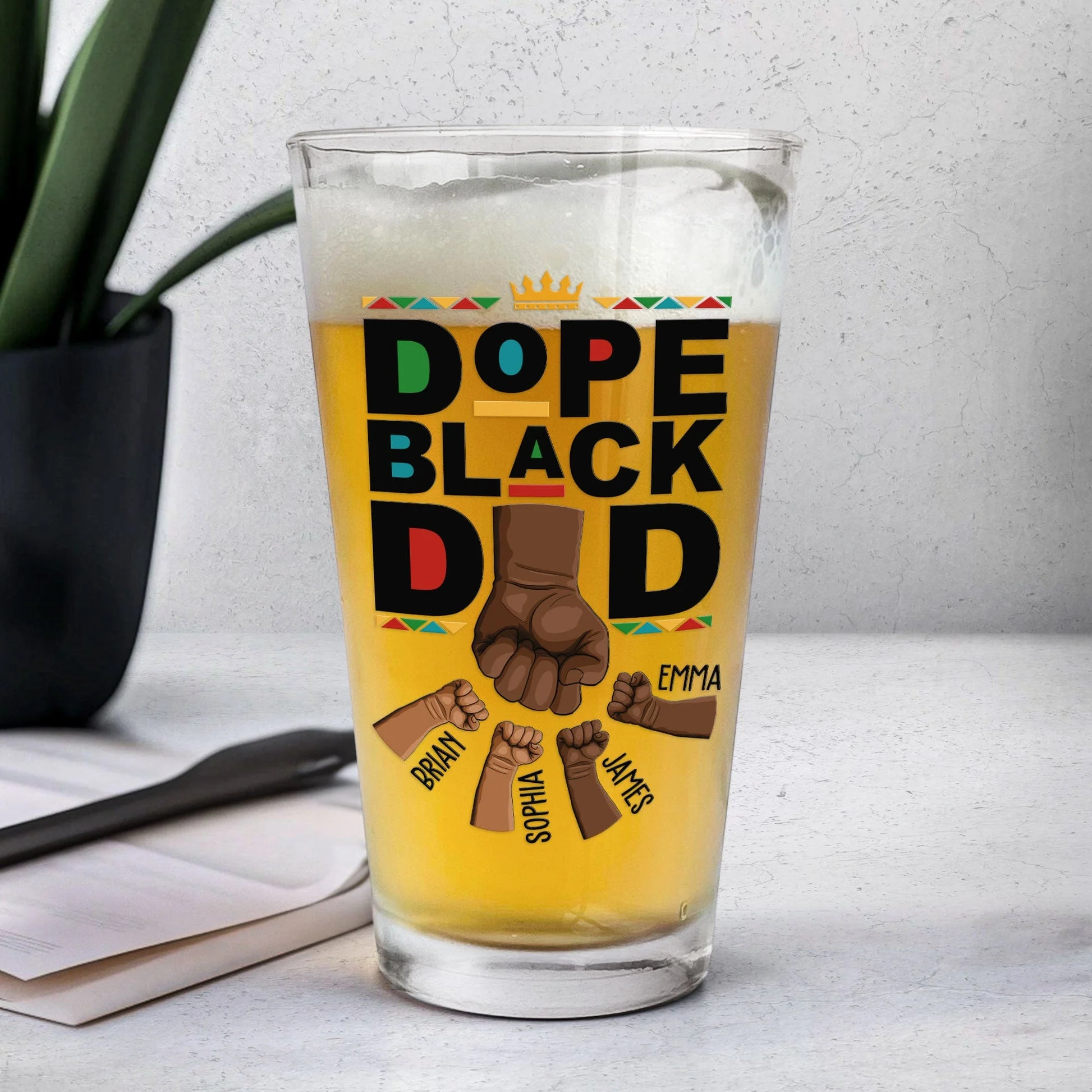 The Dope Black Dad Version 2 - Personalized Beer Glass - Gift For Dad, Fathers Day, Black African - GR6 NA94 - Image 4
