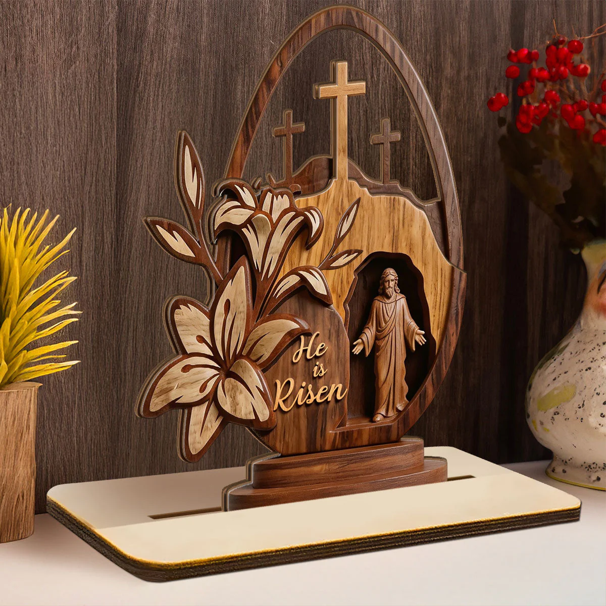 The Empty Tomb - Personalized 2-Layer Wood Plaque - Christian Gift For Him - Image 2