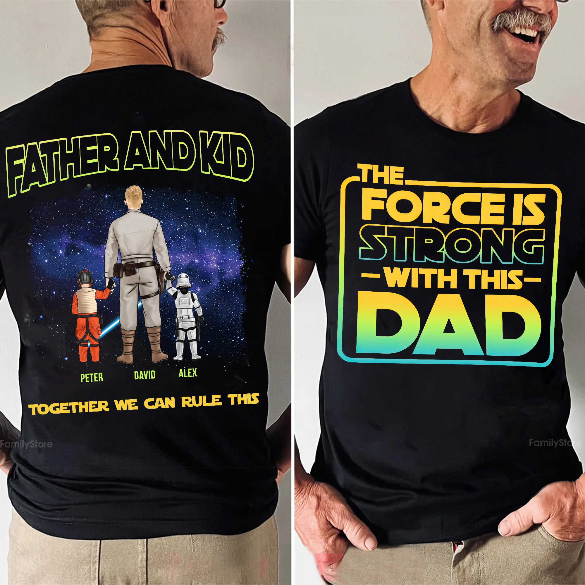 The Force Is Strong With This Dad - Personalized Shirt - Gift for Dad, Grandpa, Husband | CL08 NH96