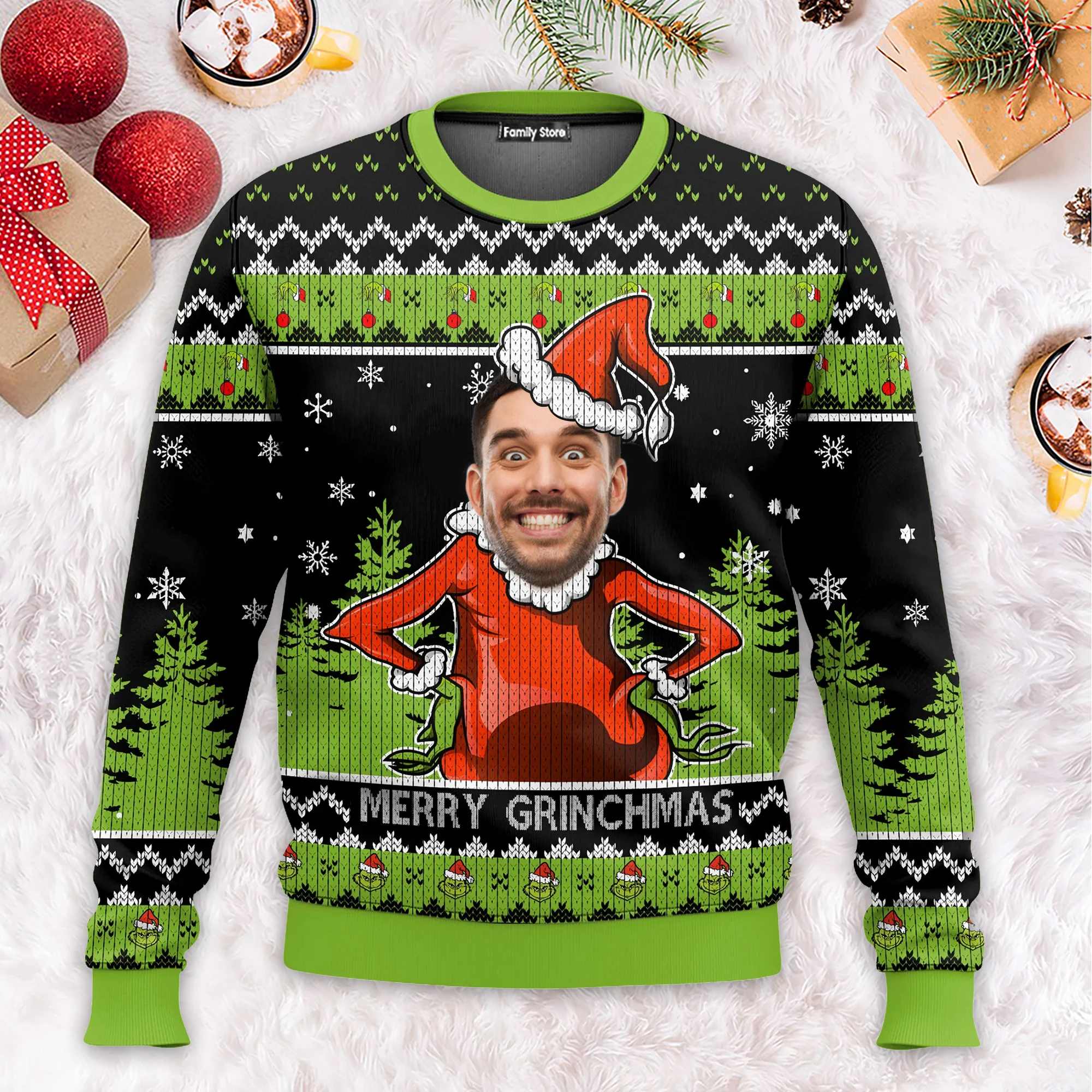 The Green Monster Merry Christmas - Gift For Family, Friends - Personalized Ugly Sweatshirt - NA94 - Image 2