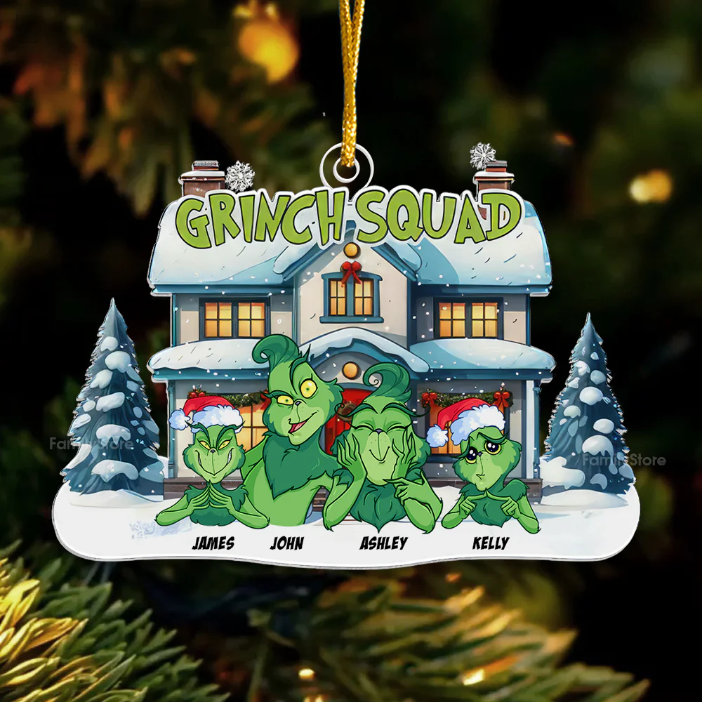 The Grinch Squad Merry Christmas - Gift For Family - Personalized Acrylic Ornament  - CL27 NA94 - Image 3