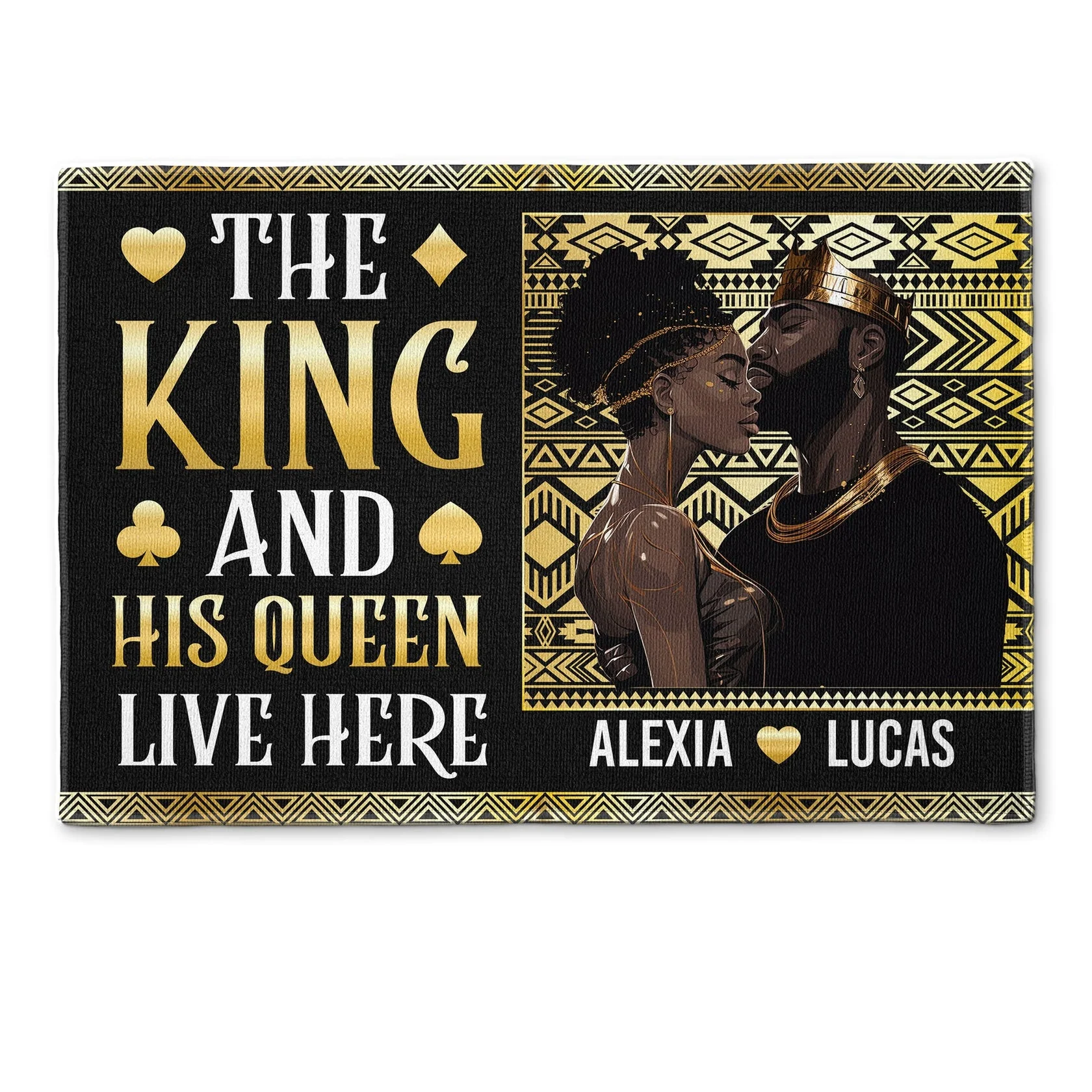 The King And His Queen Live Here - Personalized Doormat - Gift For Black Couple | GR5 HD95 - Image 2