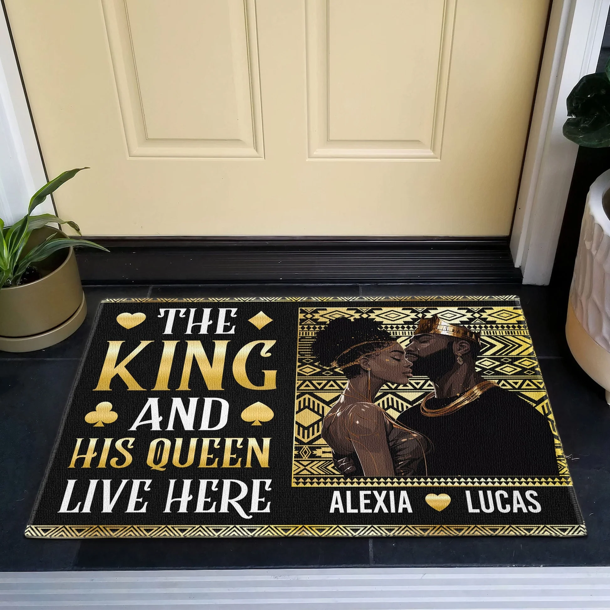 The King And His Queen Live Here - Personalized Doormat - Gift For Black Couple | GR5 HD95 - Image 4