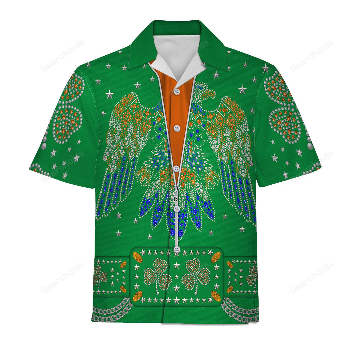 Celebrating the King: Elvis Presley Green - Costume Cosplay Hawaiian Shirt CSELV025