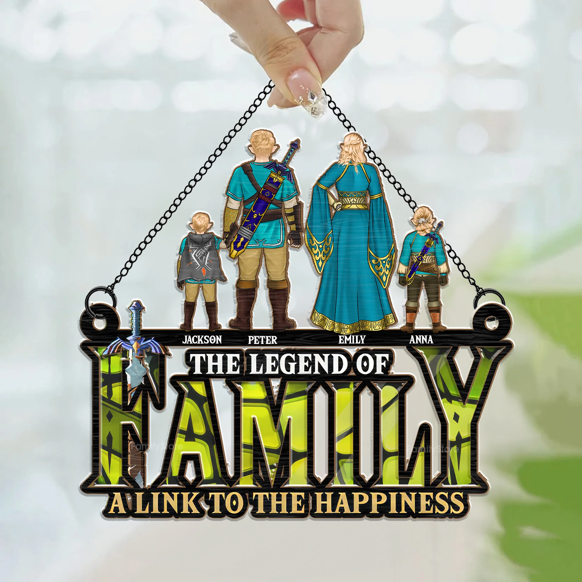 The Legend Of Family A Link To The Happiness - Personalized Window Window Hanging Suncatcher Ornament - Gift For Family Memmber - CL07 NH96 - Image 3