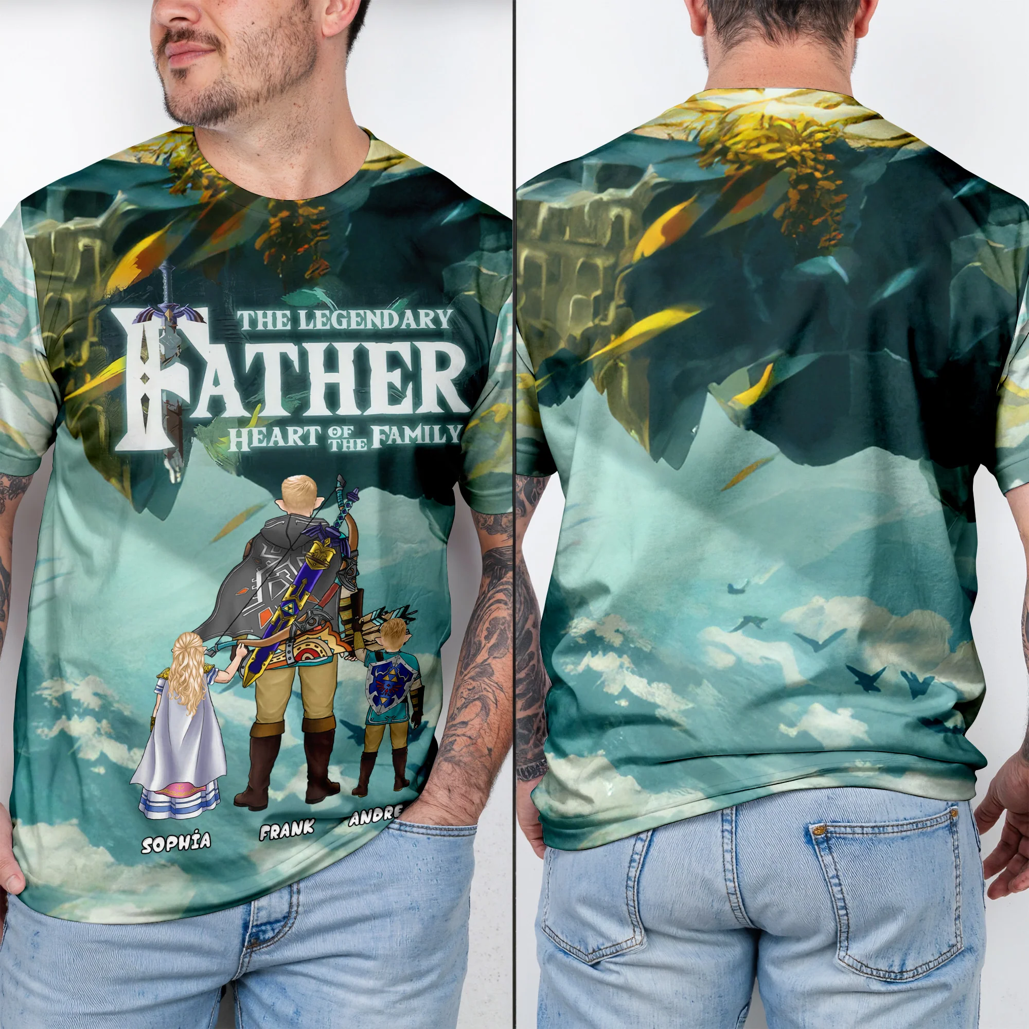 The Legendary Dad The Heart Of Family - Personalized 3D Tshirt - Gift For Dad, Grandpa, Father's Day |  CL07 NA94