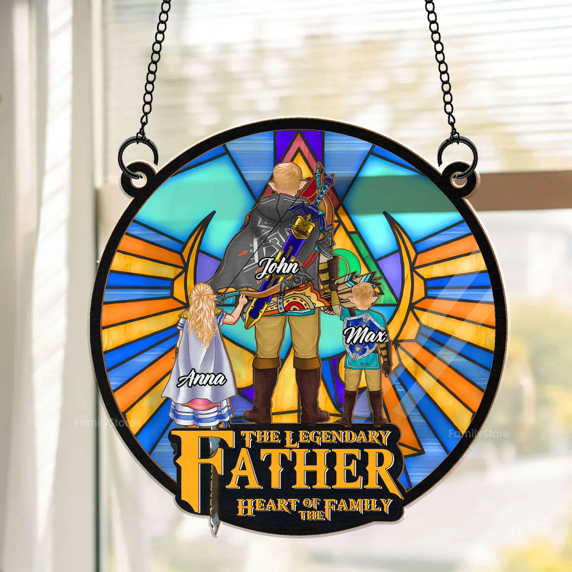 The Legendary Father Heart Of The Family - Personalized Window Hanging Suncatcher Ornament - Gift for Dad, Husband | CL07 NH96