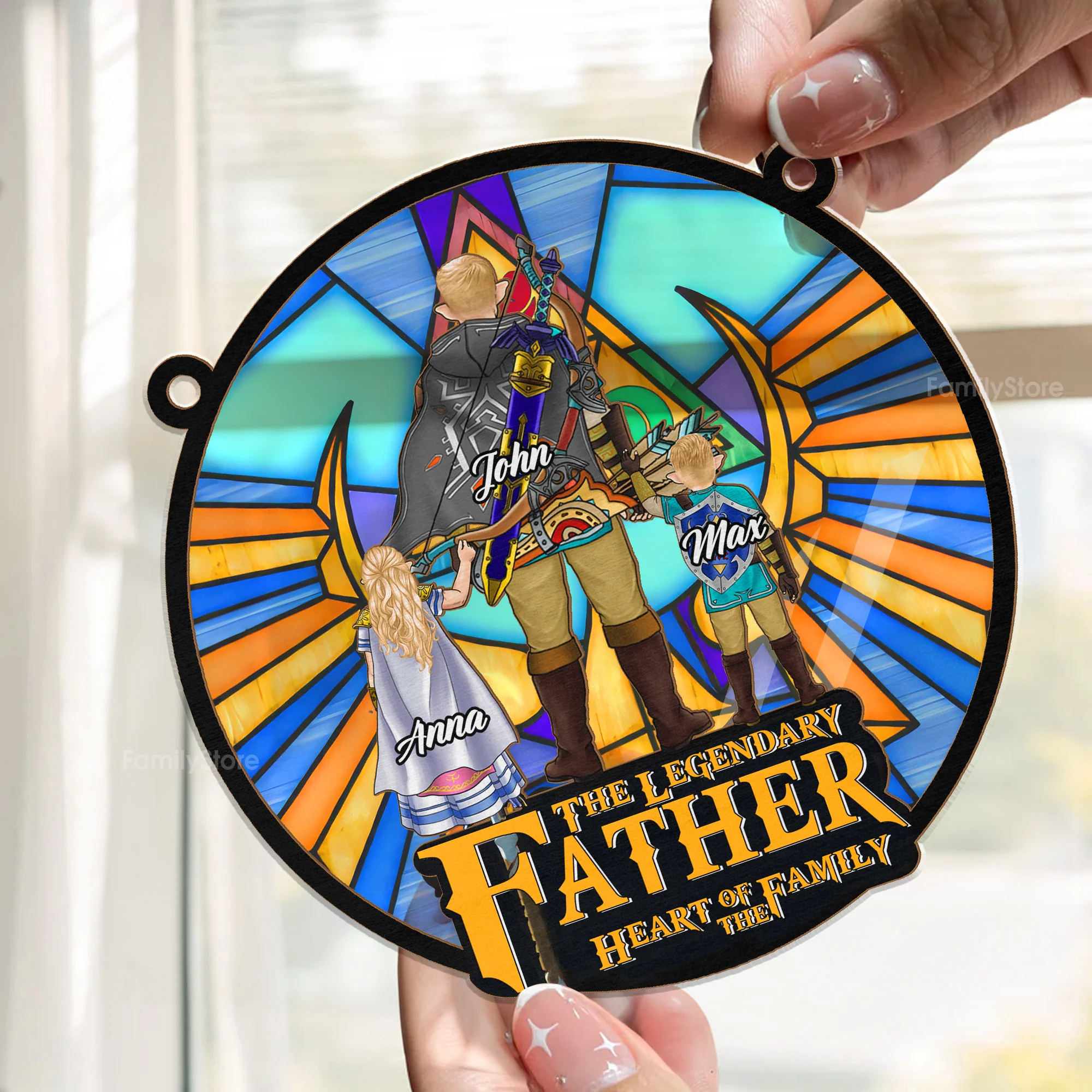 The Legendary Father Heart Of The Family - Personalized Window Hanging Suncatcher Ornament - Gift for Dad, Husband | CL07 NH96 - Image 2