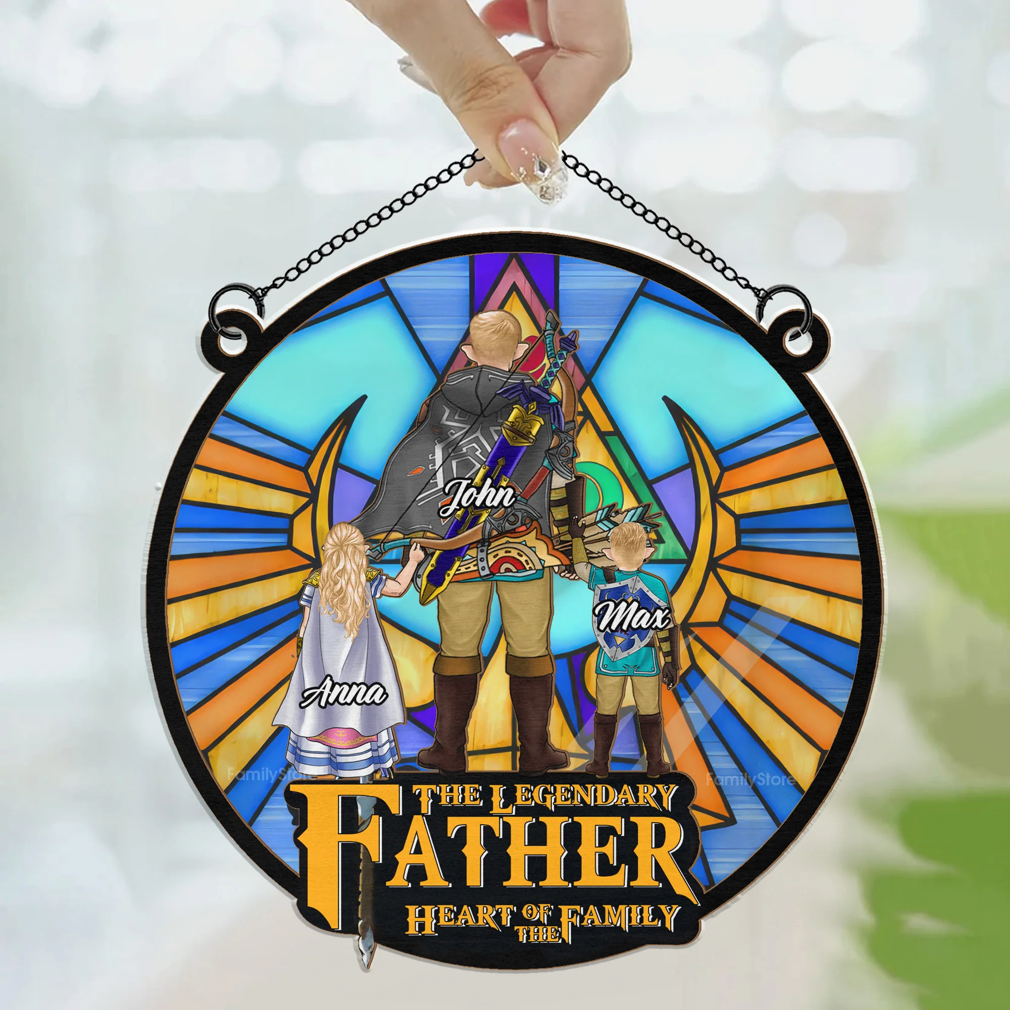 The Legendary Father Heart Of The Family - Personalized Window Hanging Suncatcher Ornament - Gift for Dad, Husband | CL07 NH96 - Image 3