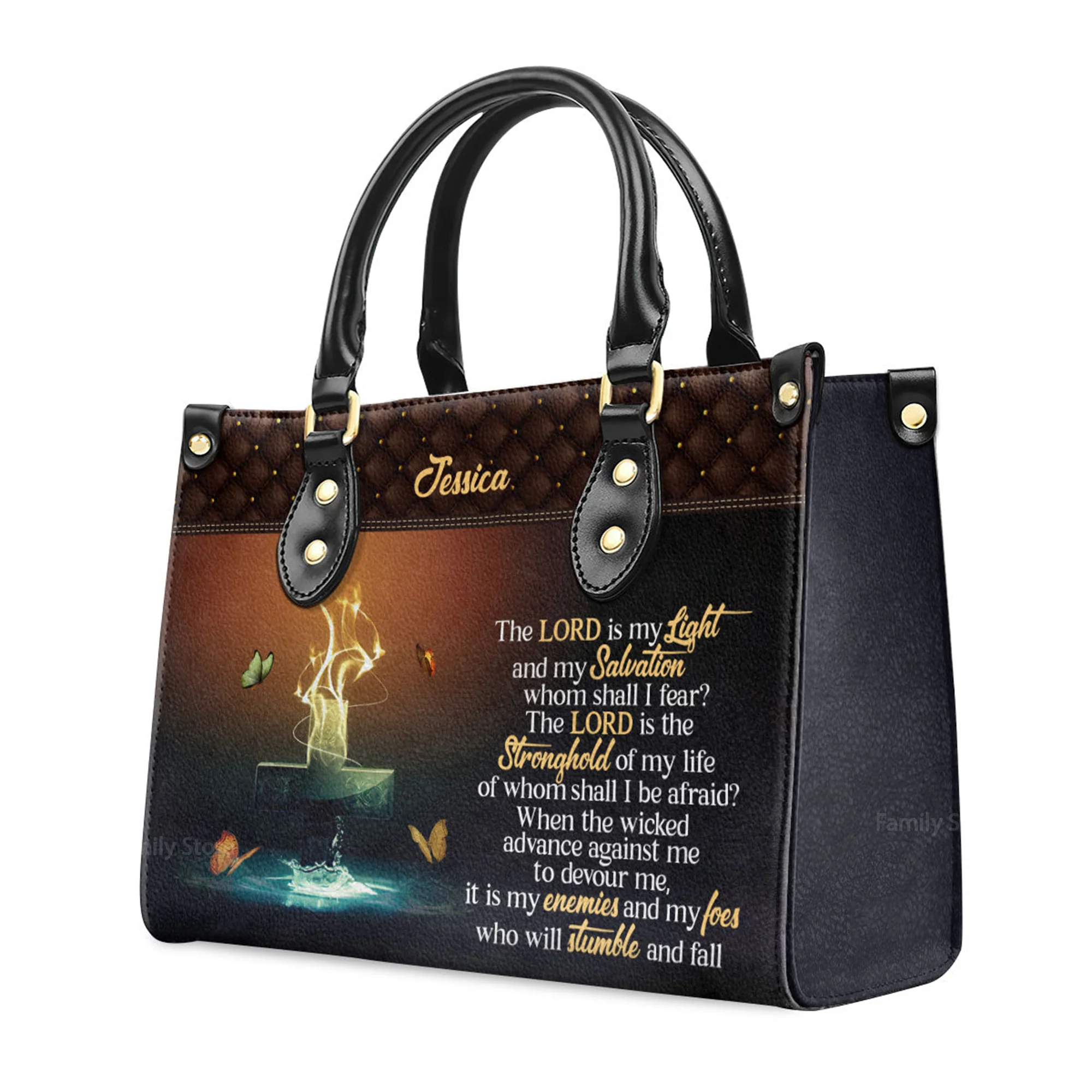 The Lord Is My Light And My Salvation - Scripture Gifts For Women Of God - Personalized Leather Handbag With Handle - AT4081334 - Image 3