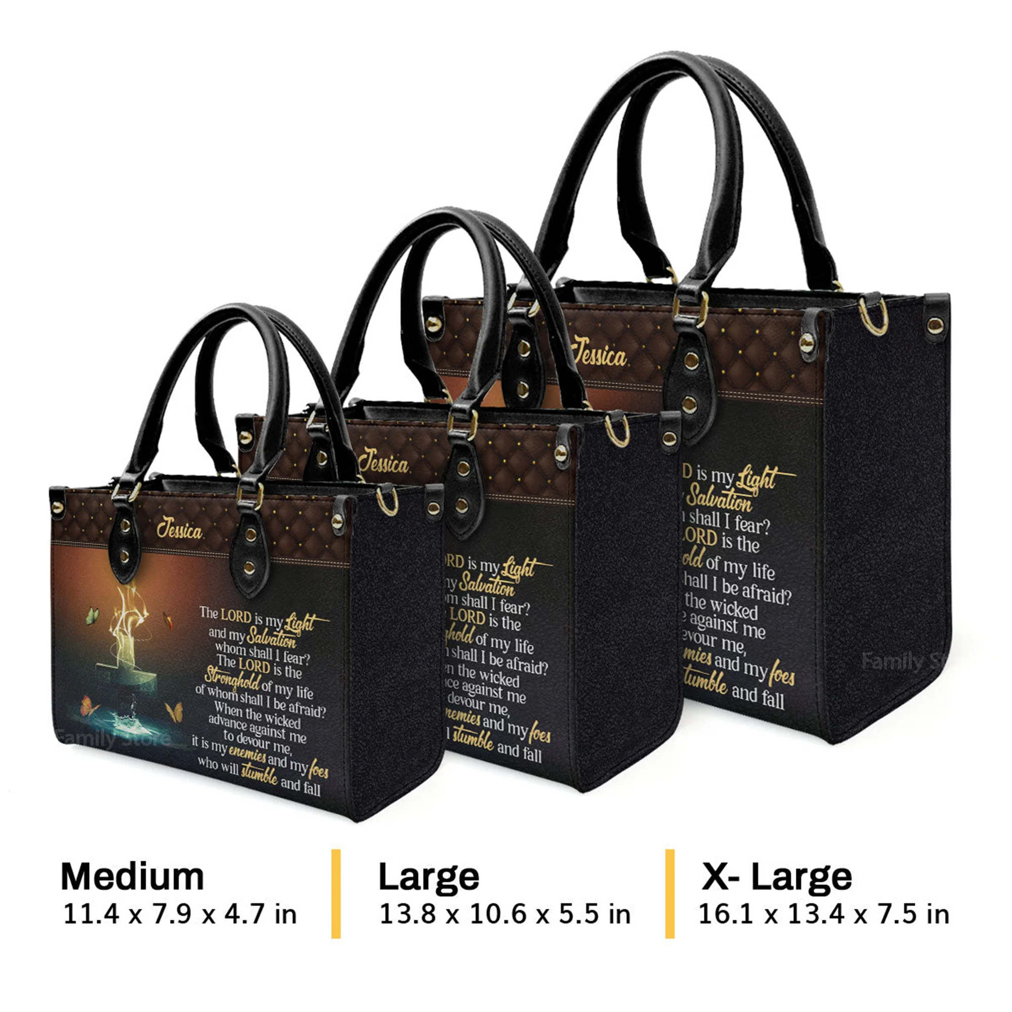 The Lord Is My Light And My Salvation - Scripture Gifts For Women Of God - Personalized Leather Handbag With Handle - AT4081334 - Image 4
