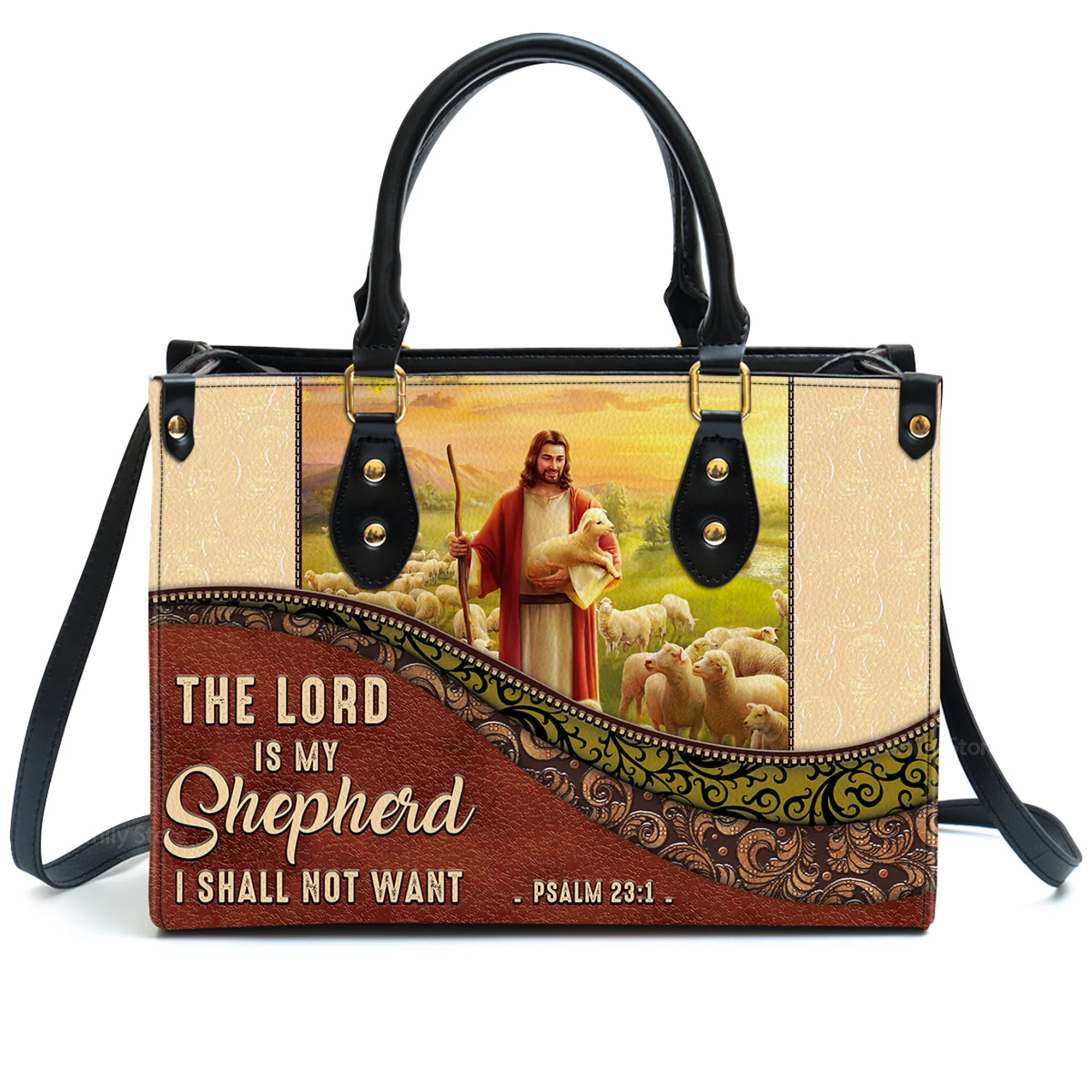 The Lord Is My Shepherd, I Shall Not Want - Unique Personalized Leather Handbag - AT4081437 - Image 2