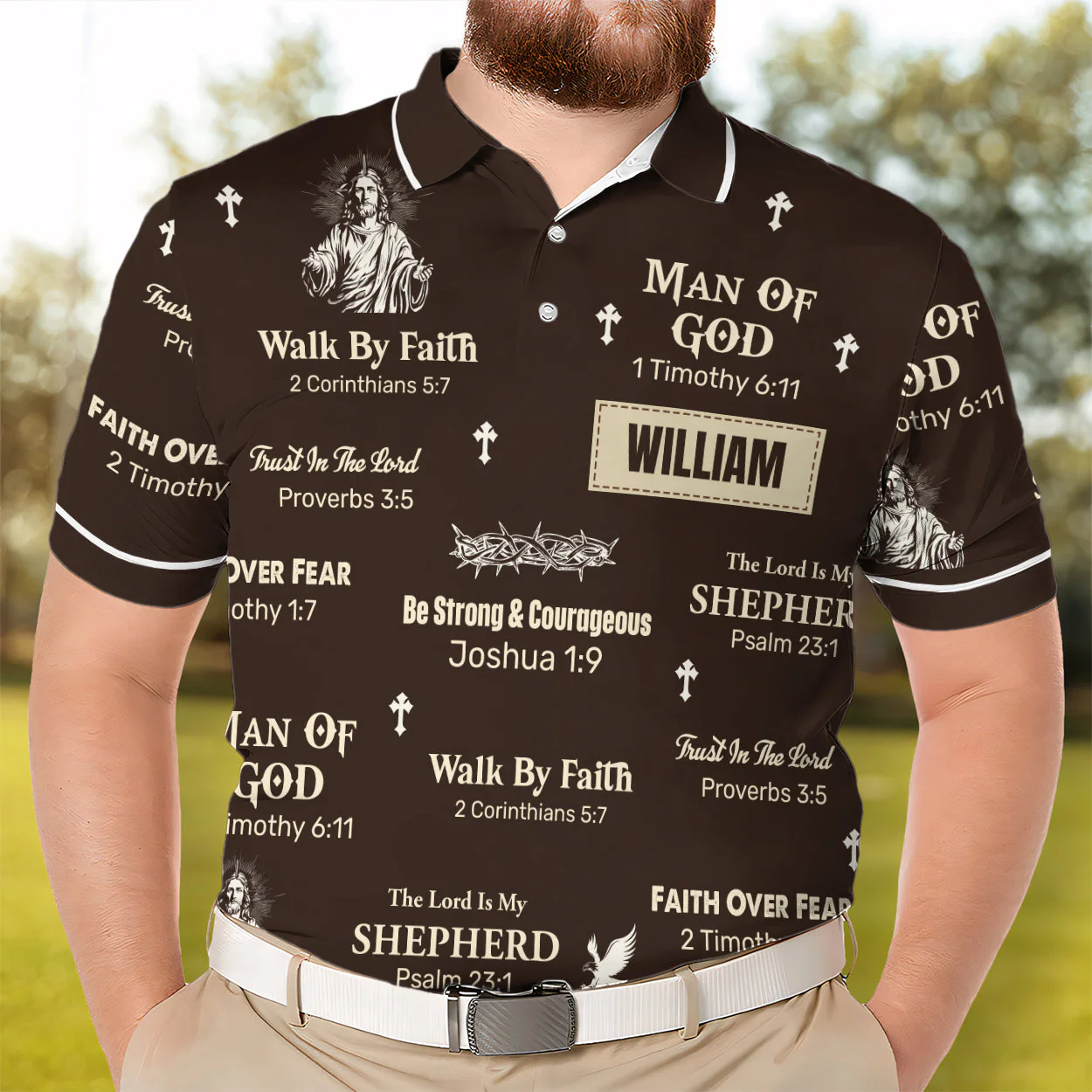 The Lord Is My Shepherd - Personalized Polo Shirt - Gift for Dad, Husband, Grandpa