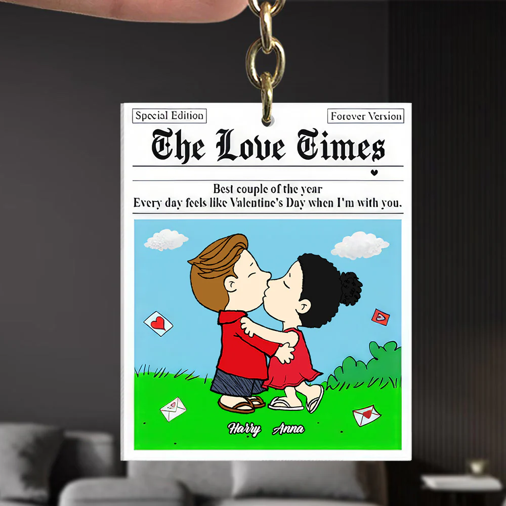 The Love Times Peanut - Personalized Acrylic Keychain - Gift For Couple, Husband Wife GR9 NH96 - Image 3