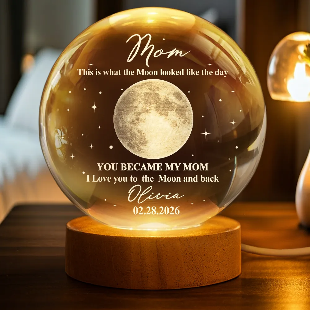 The Moon The Day You Became My Dad - Personalized Crystal Globe Lamp - Gift For Dad - Image 2