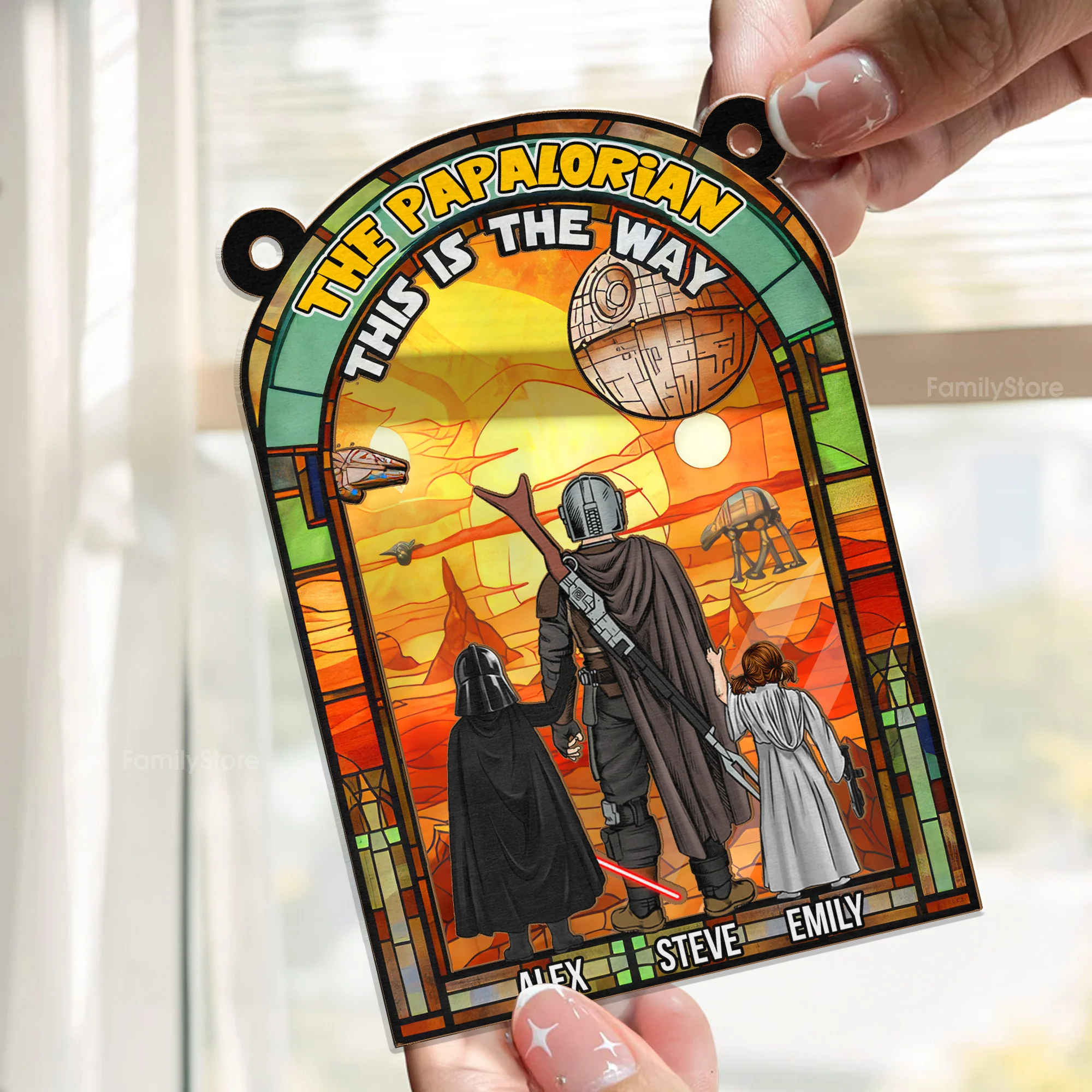 The Papalorian This Is The Way - Personalized Window Hanging Suncatcher Ornament - Gift for Dad, Husband | CL08 NH96 - Image 2