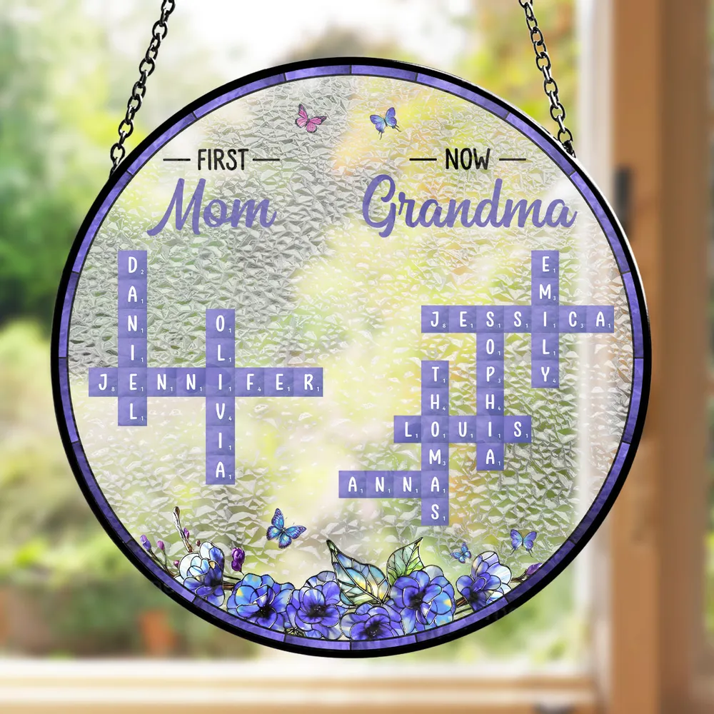 The Secret Garden Crossword - Personalized Stained Glass Window Hanging Suncatcher - Gift For Mom, Grandma, Mother's Day | NA94