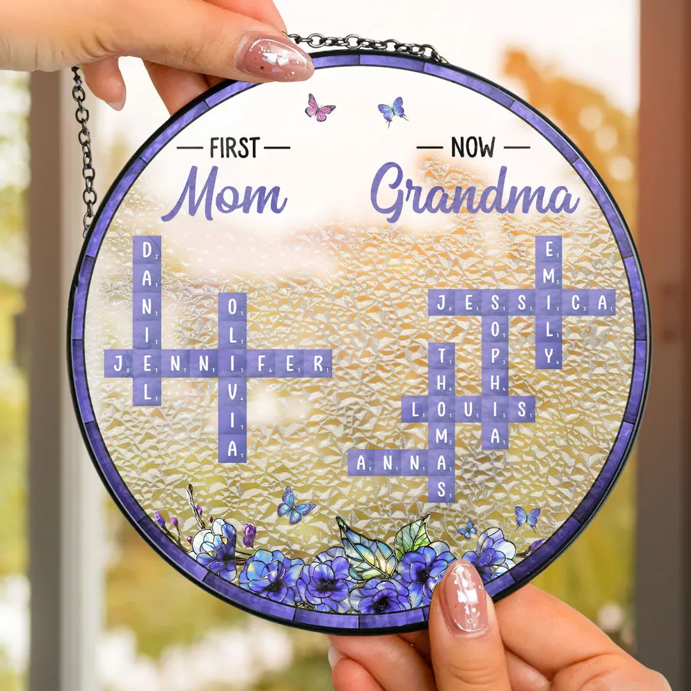 The Secret Garden Crossword - Personalized Stained Glass Window Hanging Suncatcher - Gift For Mom, Grandma, Mother's Day | NA94 - Image 3