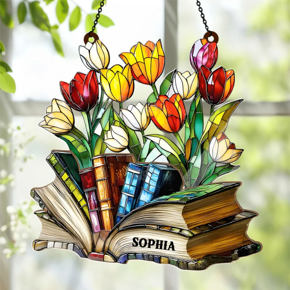 The Storybook Bloom - Personalized Window Hanging Suncatcher - Gift For Her, Book Lovers | HH01 - Image 2
