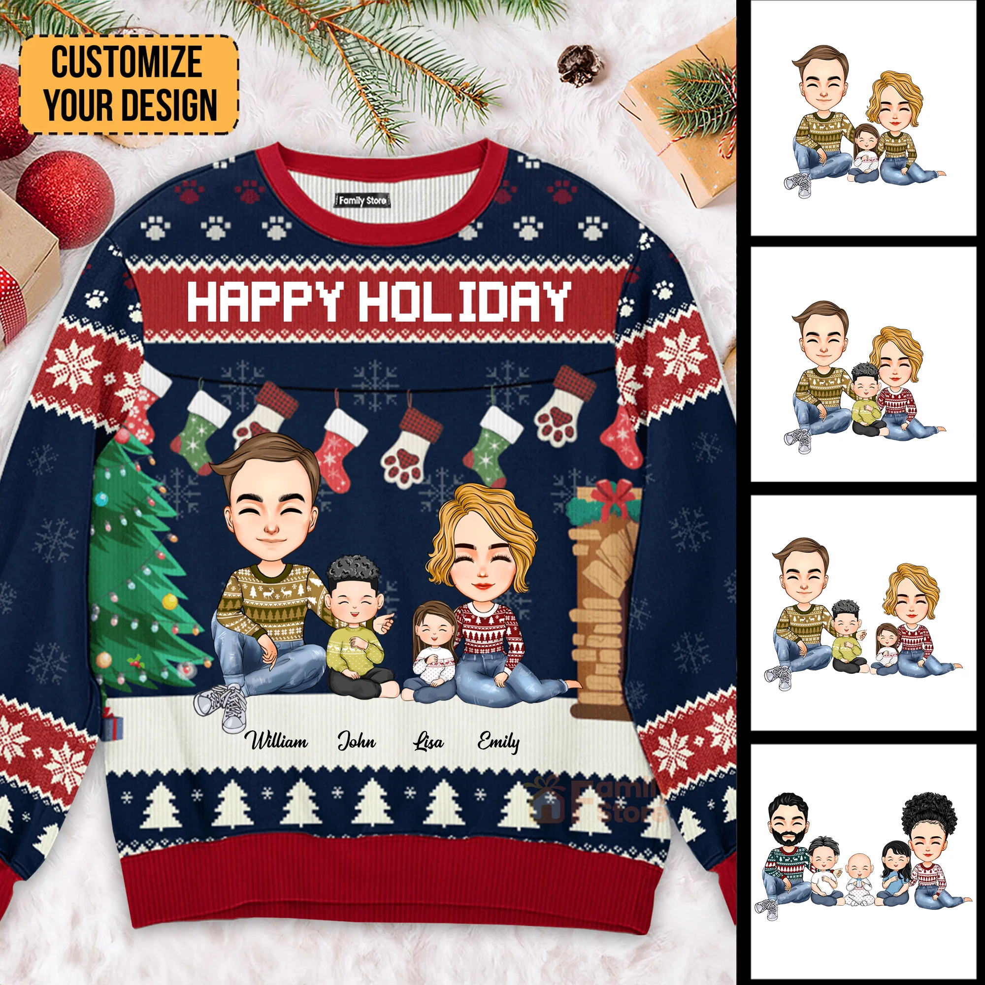 The True Spirit Of Christmas - Gift For Family Member - Personalized Ugly Sweatshirt - CL33 NA94 - Image 2