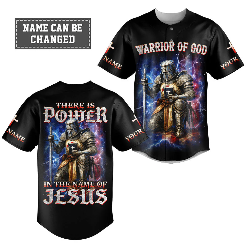 There Is Power In The Name Of Jesus Custom Name Baseball Jersey - Christant Gift For Him