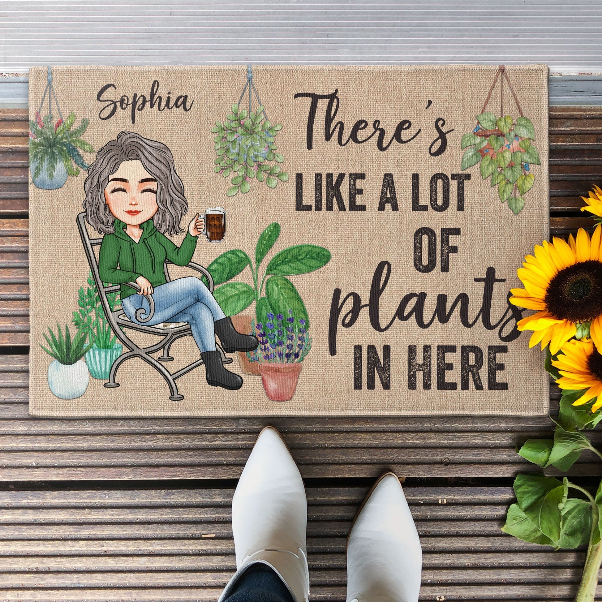 There's Like A Lot Of Plants In Here - Personalized Door Mat - Gift For Mom, Grandma, Mothers Day, Plant Lovers | GR21 NA94