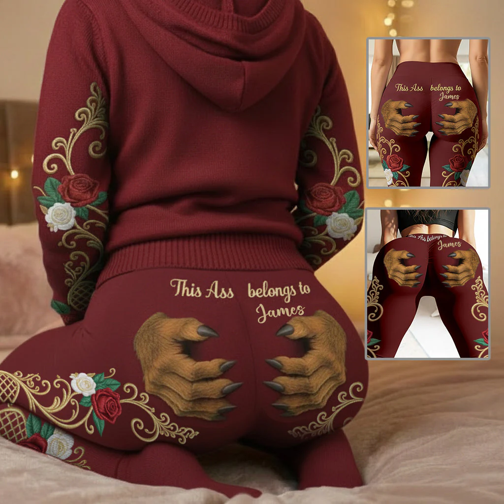 This Ass Belongs To Him - Personalized Hoodie and Leggings - Gift For Her, Couple HH01